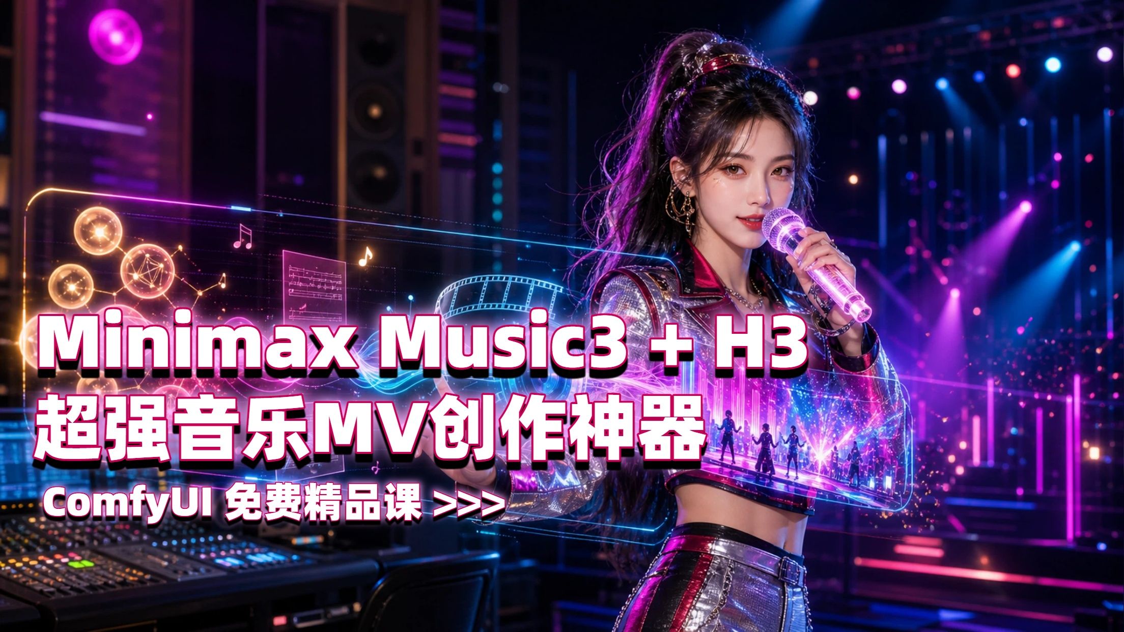 【MV创作封神】MiniMax Music 3：本地免费生成完整 K-pop MV！AI 自动作词作曲 + H3 视频联动