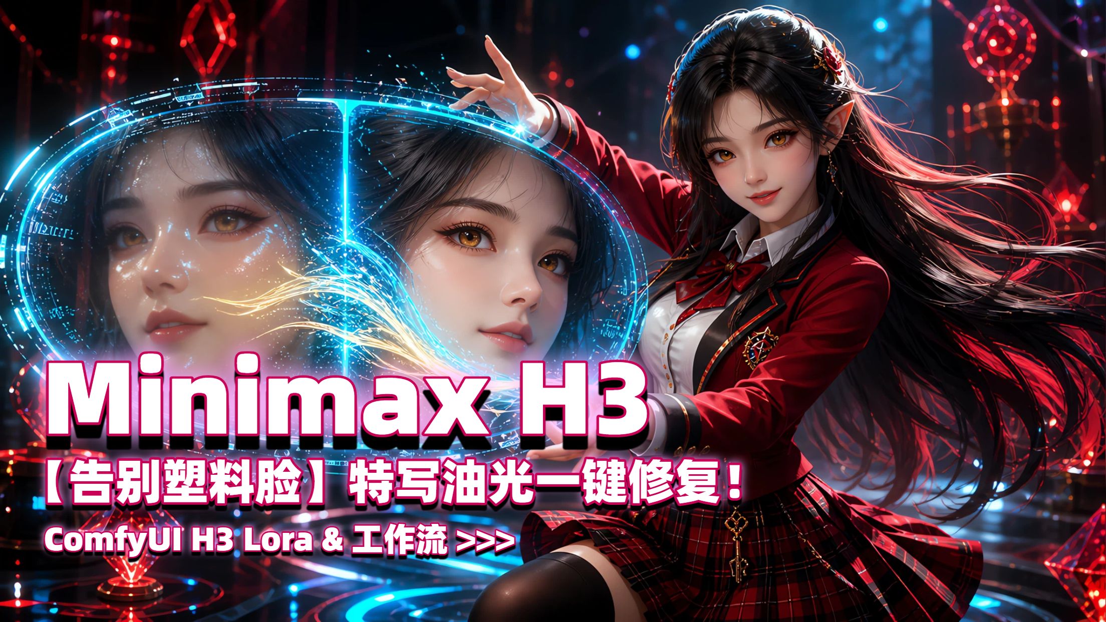 【告别塑料脸】MiniMax H3 特写油光一键修复！Realism LoRA 0.75强度，还原真实哑光质感！