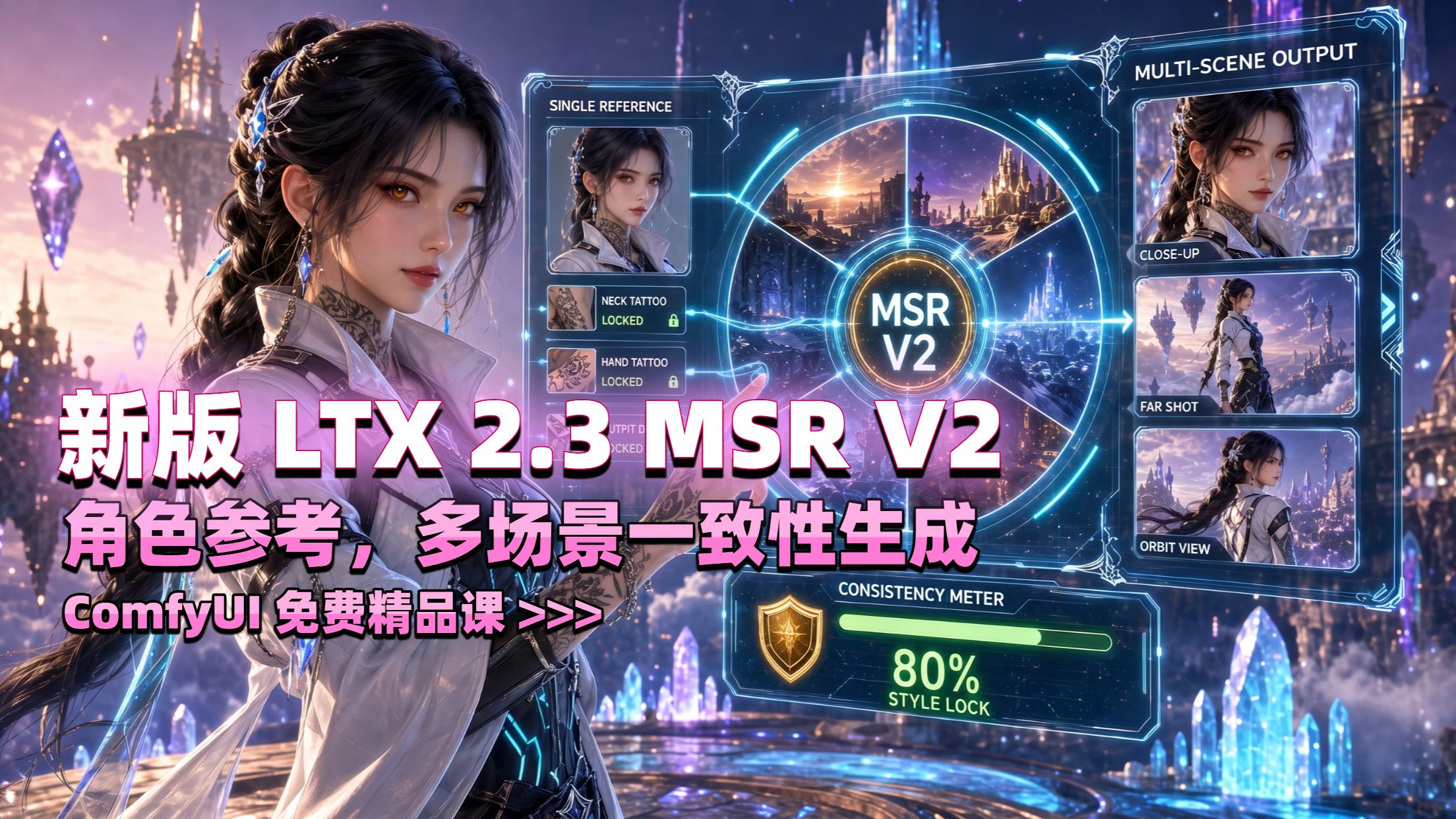 新版 LTX 2.3 MSR V2 角色参考大升级！多场景一致性生成 ComfyUI 免费精品课