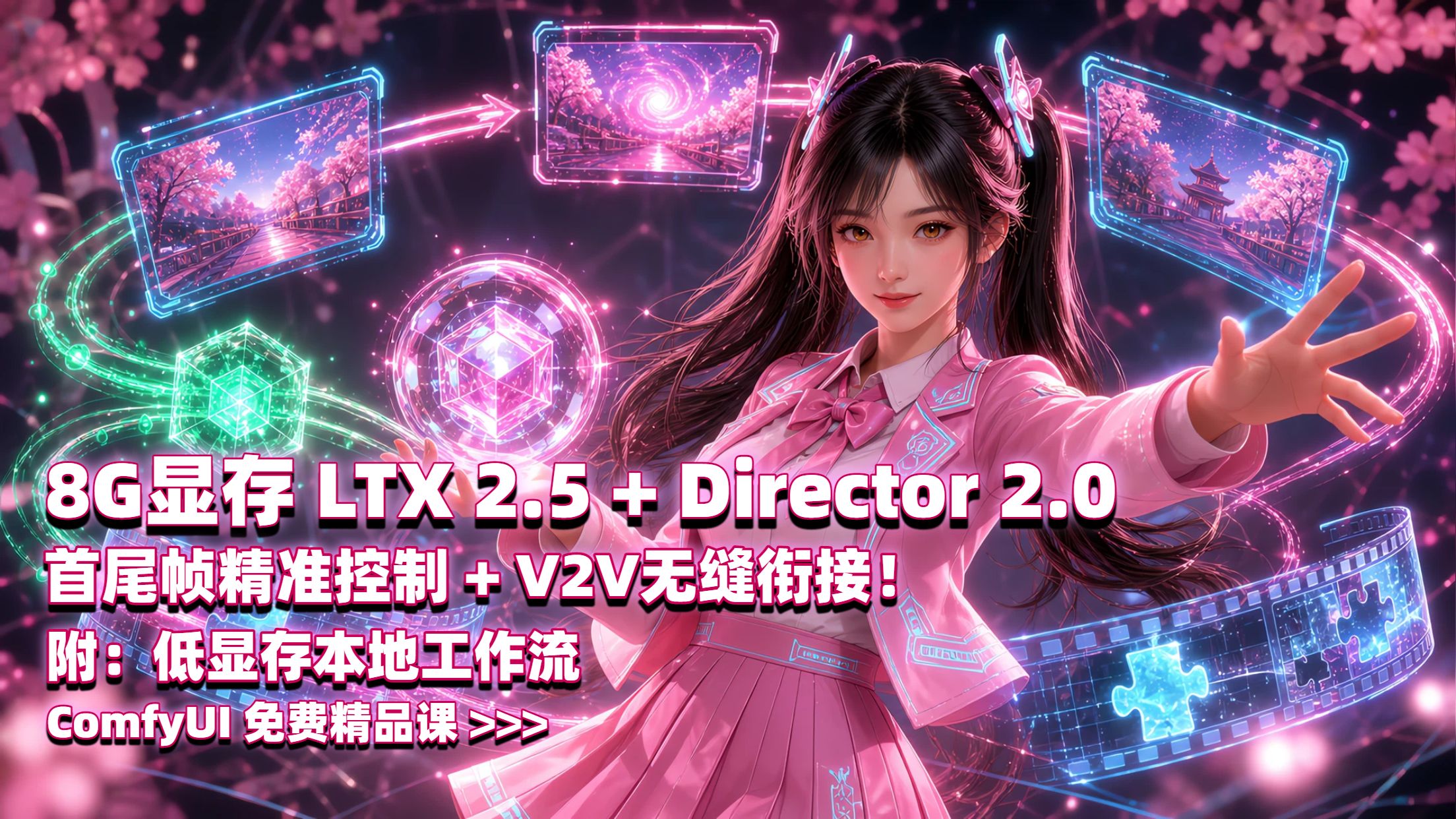 最低8G显存 LTX 2.5 + Director 2.0：首尾帧精准控制 + V2V无缝衔接，低显存本地工作流！