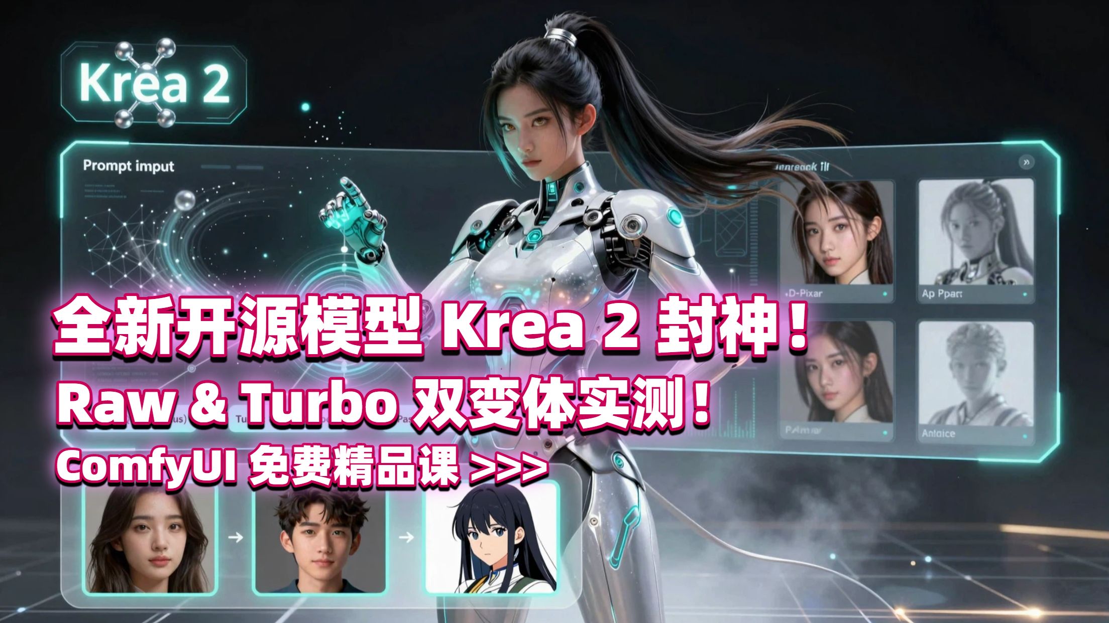 全新开源模型 Krea 2 封神！Raw & Turbo 双变体实测！12B 开源模型 8 步出 2K ComfyUI 免费精品课