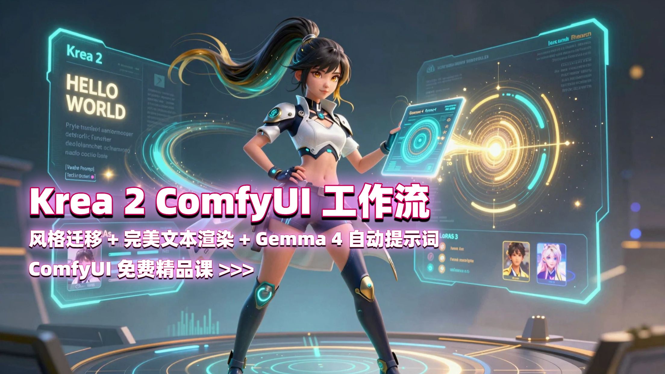 Krea 2 ComfyUI 工作流｜风格迁移 + 完美文本渲染 + Gemma 4 自动提示词