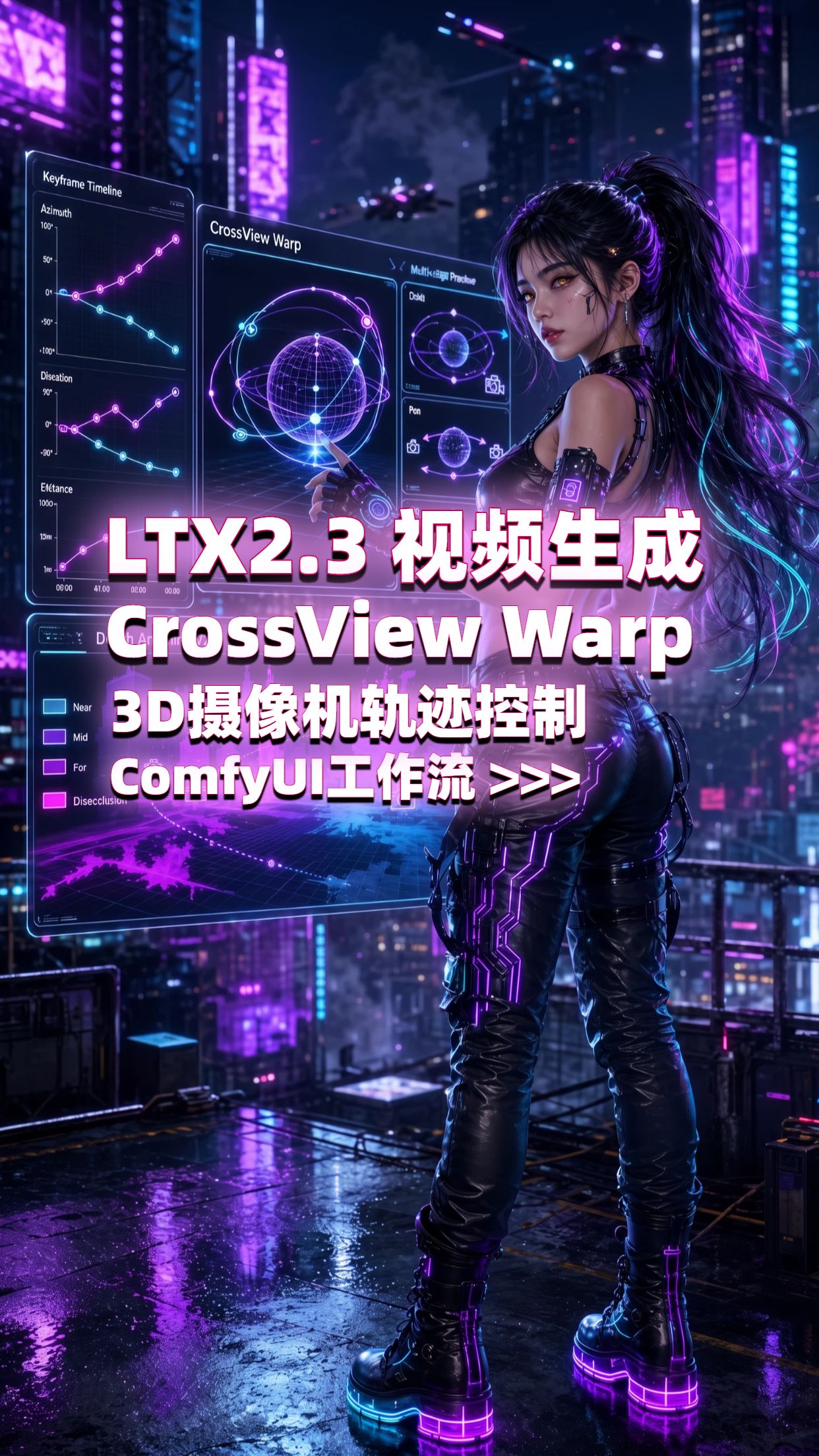 LTX2.3 视频生成 CrossView Warp 3D摄像机轨迹控制 ComfyUI工作流