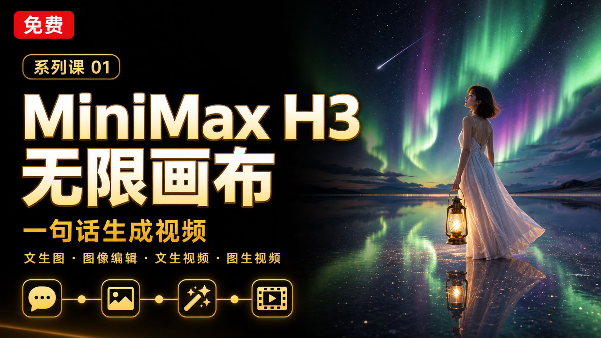 MiniMax H3无限画布保姆级教程【01】：文生图→图像编辑→文生视频→图生视频，9分钟跑通AI创作全流程